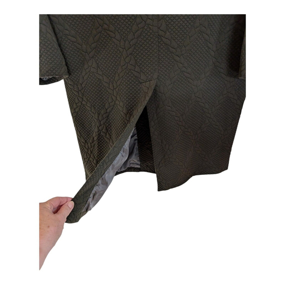 Mazel Olive Green Quilted Lined Button Up Jacket One Size - Picture 6 of 10